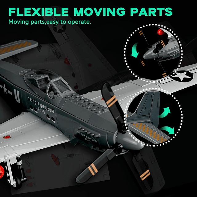 Air Force Series P-51 Mustang Fighter Plane Juego de bloques