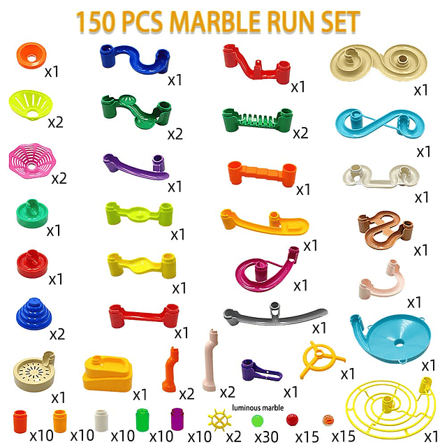 Marble Run para niños de 3 a 4 años, 5 a 8 años, 150 piezas