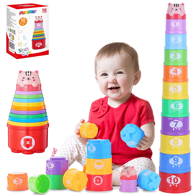 Vasos Apilables Juguetes para Bebés 6 10 12 18 Meses, Juguet