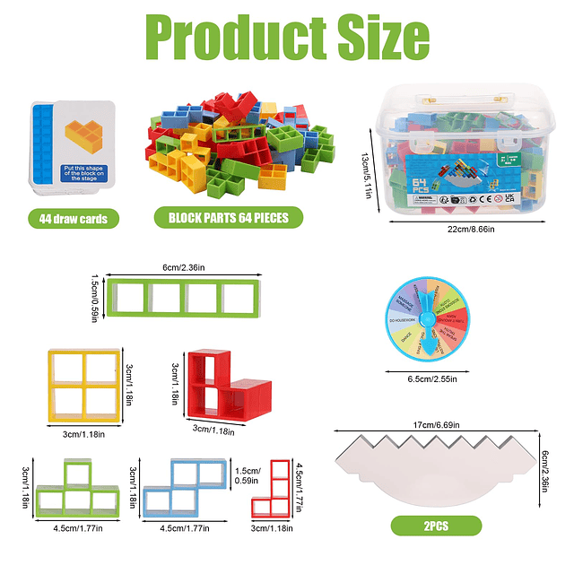 Torre de 64 piezas para juego de bloques apilables Tetra Bal