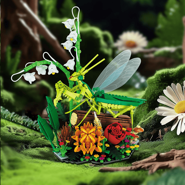 Kit de construcción Mantis con base de flores, compatible co