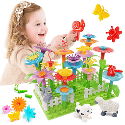 Juego de juguetes de construcción de flores para niñas peque