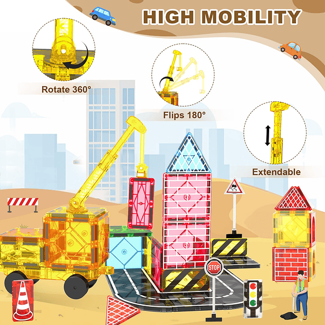 Juego de caminos de azulejos magnéticos, juguetes para niños