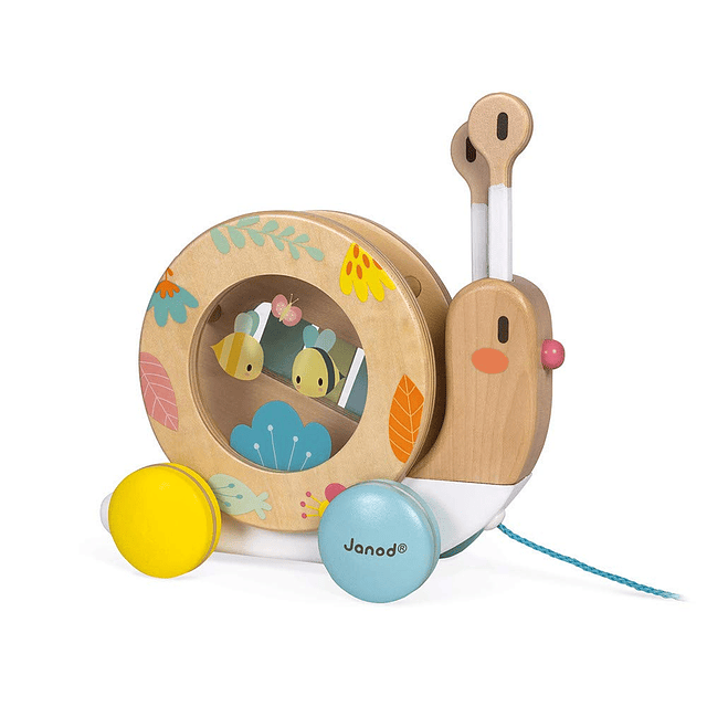 Pure Pull Along Snail - Juguete musical de madera 2 en 1 - A