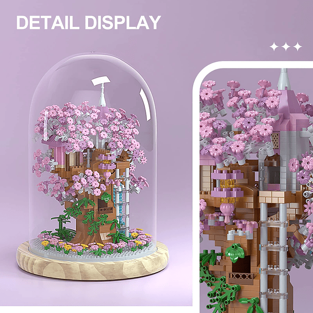 Juego de flores de construcción de casa de árbol de bonsái d