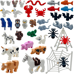 Juego de 39 figuras de animales amigos, bloques de construcc