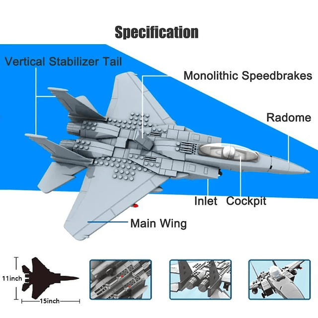 Juego de bloques de construcción de aviones de combate, 227