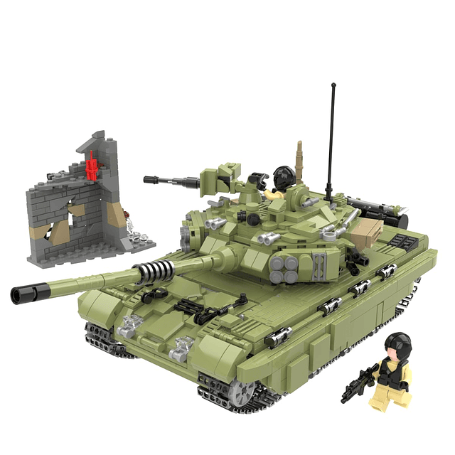 Modelo de tanque militar, bloques de construcción y juguetes