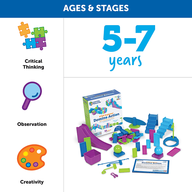 STEM Explorers Domino Action, juguetes STEM para niños, 59 p