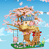 Juego de construcción de casa de árbol de cerezo en flor, ki