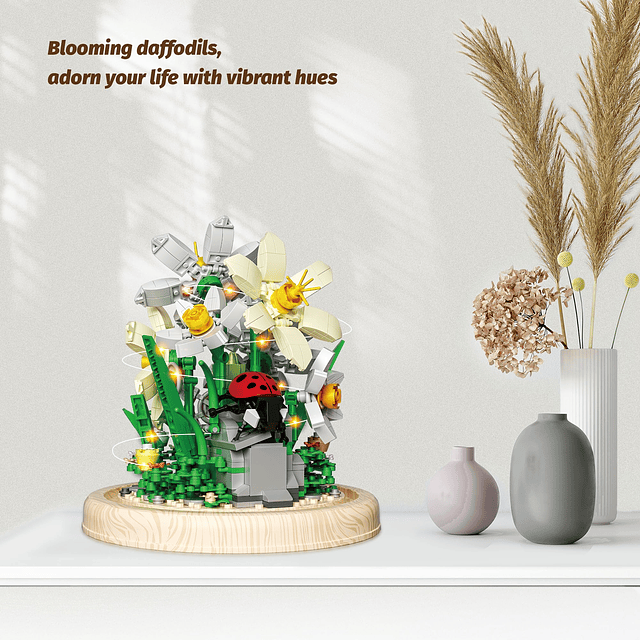 Kit de construcción de ramo de flores de mini ladrillos, jug