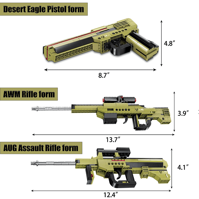 Bloques de construcción de armas, armas militares 3 en 1, la