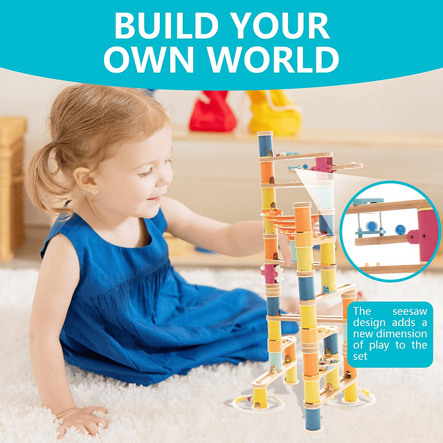 Marble Run Juguetes de construcción para niños, 146 piezas d