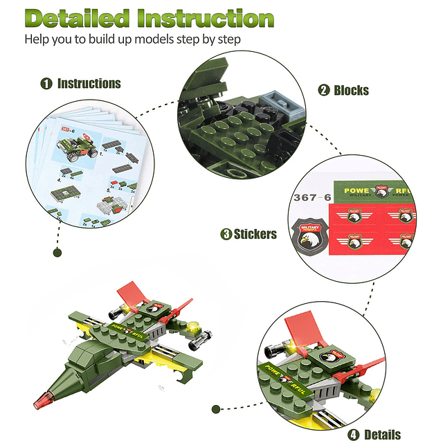 Juego de bloques de construcción de base militar del ejércit