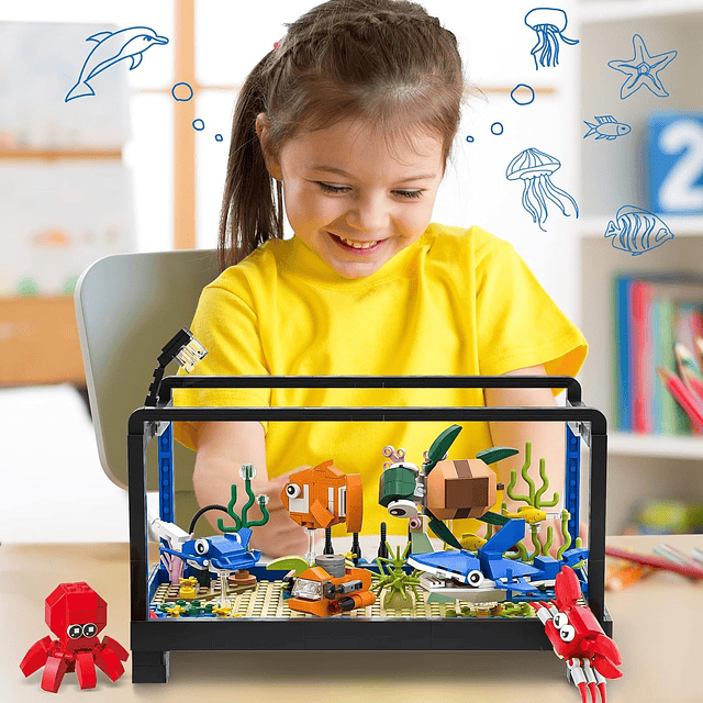 Juego de construcción de pecera, compatible con acuario Lego