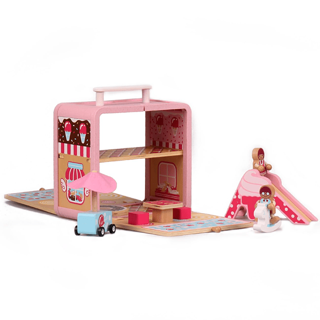 -Juego de construcción de madera para niños, casa de dulces