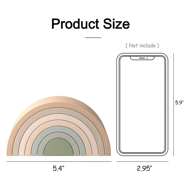 Juguete apilable de arcoíris, apilador de arcoíris de silico