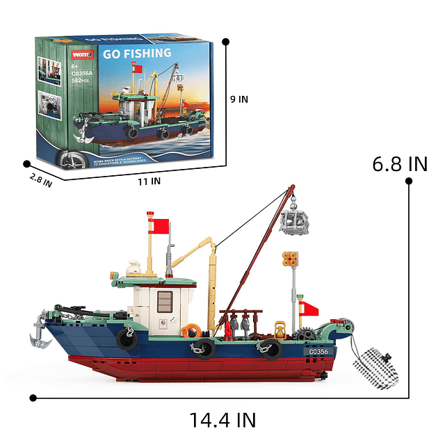 Juegos de bloques de construcción para barcos de pesca, 581