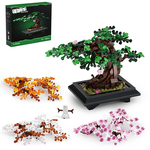 Bonsai Tree Kits de bloques de construcción 4 en 1, juego de