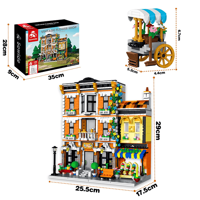 Juego de construcción de floristería, juguete de bloques de