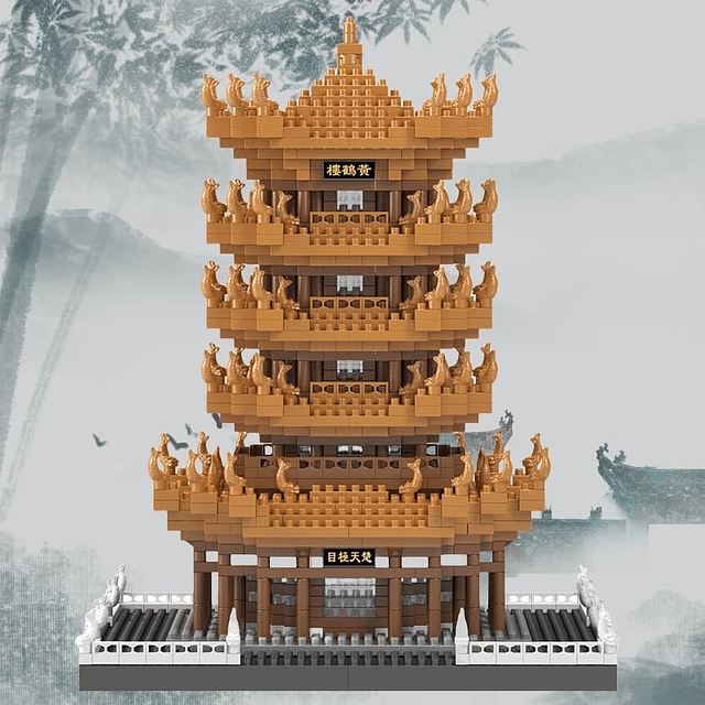 Juego de mini bloques de construcción de arquitectura china