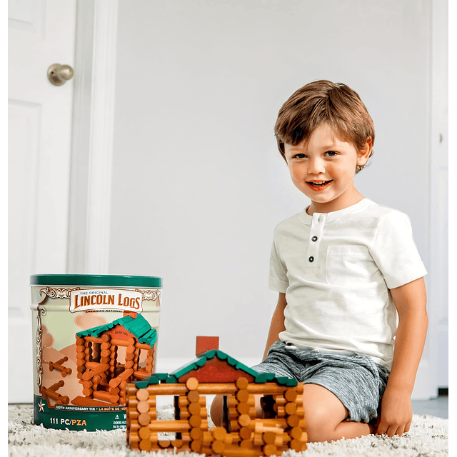 Lincoln Logs - Lata del 100 Aniversario, 111 Piezas, Troncos