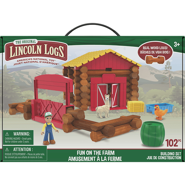 LINCOLN LOGS - Diversión en la granja - 102 piezas - Troncos