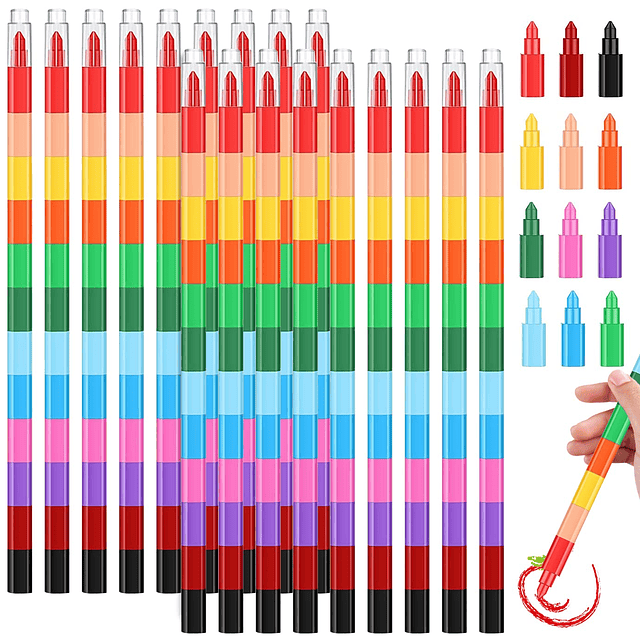 18 piezas de crayones apilables, crayones para construir, lá