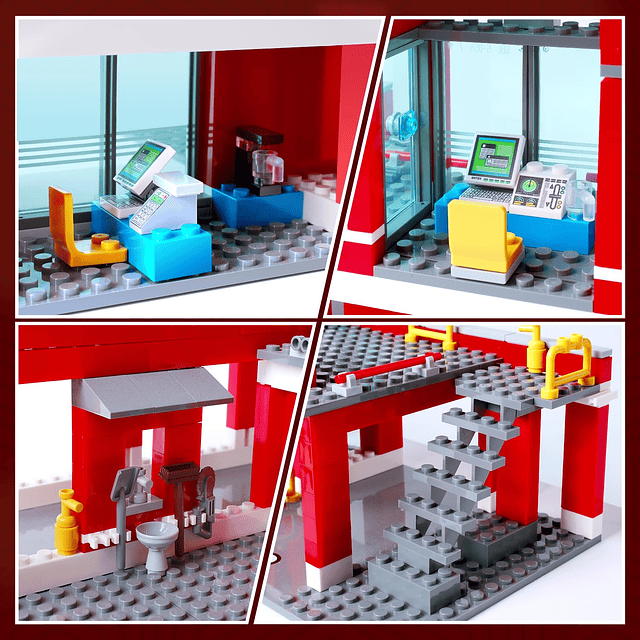 City Fire Station Building Set - 775 PCS Fire Rescue Helicop