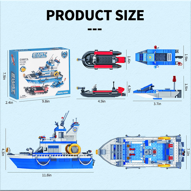 City Boat STEM Juegos de bloques de construcción, compatible