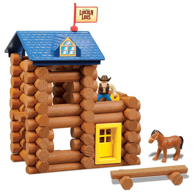 LINCOLN LOGS-Horseshoe Hill Station-84 piezas-Troncos de mad