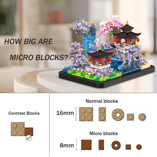 Juego de construcción de estanque de flores de cerezo con lu