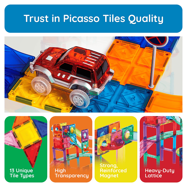 108 piezas 3 en 1 Marble Run Car Race Track Combo Azulejos m