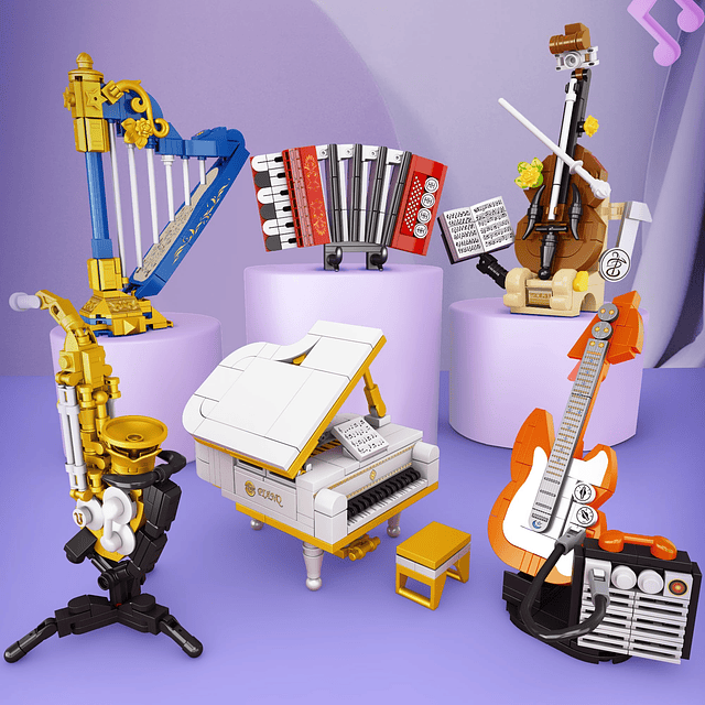 Mini juego de construcción de música, guitarra, piano, 6 ins