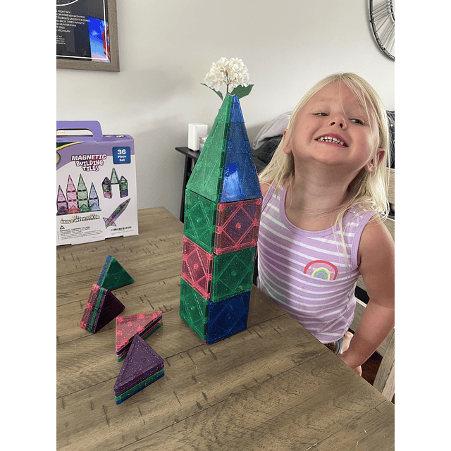 Crayola Glitter Magnetic Tiles, juego de construcción para n