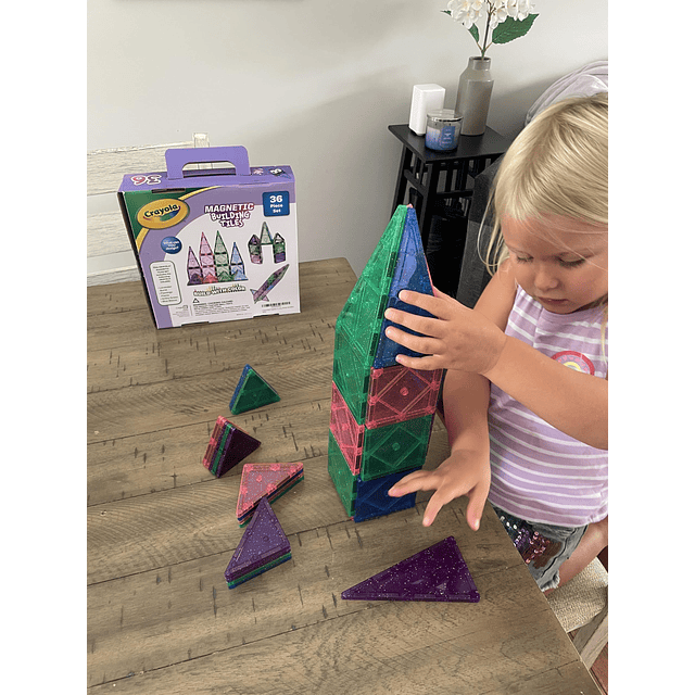 Crayola Glitter Magnetic Tiles, juego de construcción para n