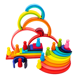 Juego de apilador Rianbow de madera, juguetes apilables de a