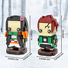 -MOC Anime Demon Slayer Brick Mini Headz Tanjirou y Nezuko J