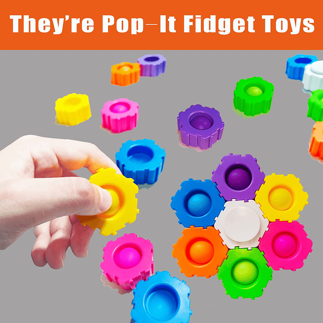 KINGJOY Pop It Fidget Toys Fidget Spinners Fidget Building B