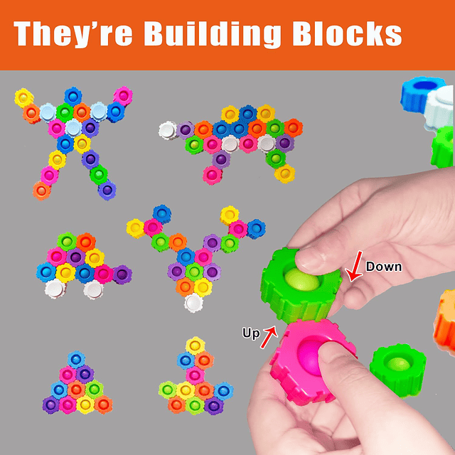 KINGJOY Pop It Fidget Toys Fidget Spinners Fidget Building B