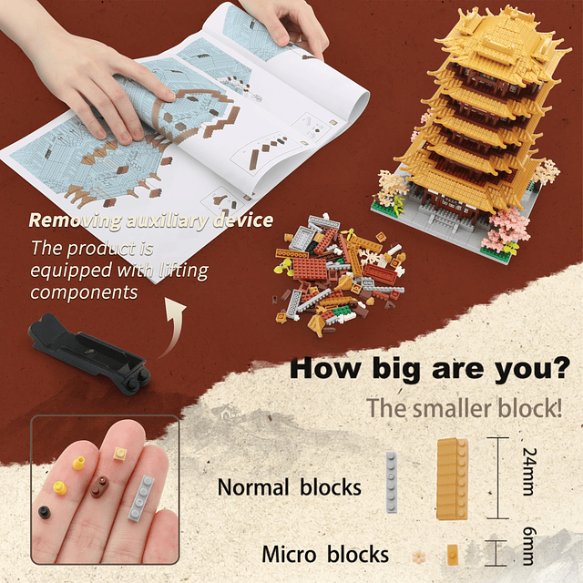 Micro bloques de construcción para adultos – Torre de grúa a