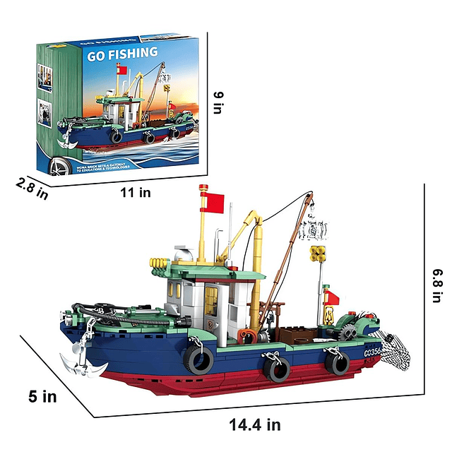 Bloques de Construcción de Barcos de Pesca Juguetes 582 Piez