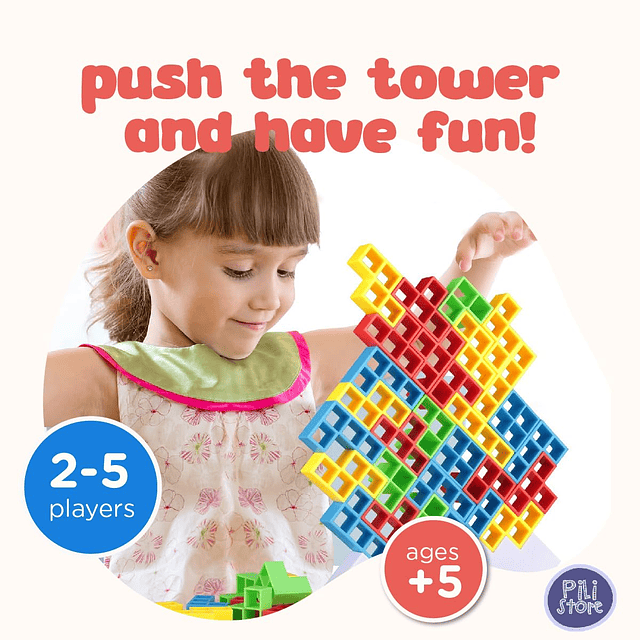 Juego de bloques de equilibrio apilables Tetra Tower de 48 p