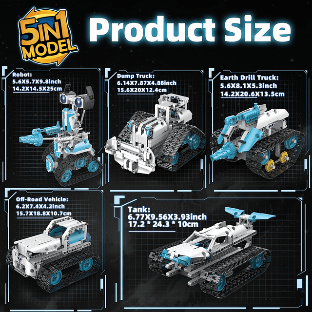 STEM Robot para niños de 8 a 14 años, control remoto 5 en 1