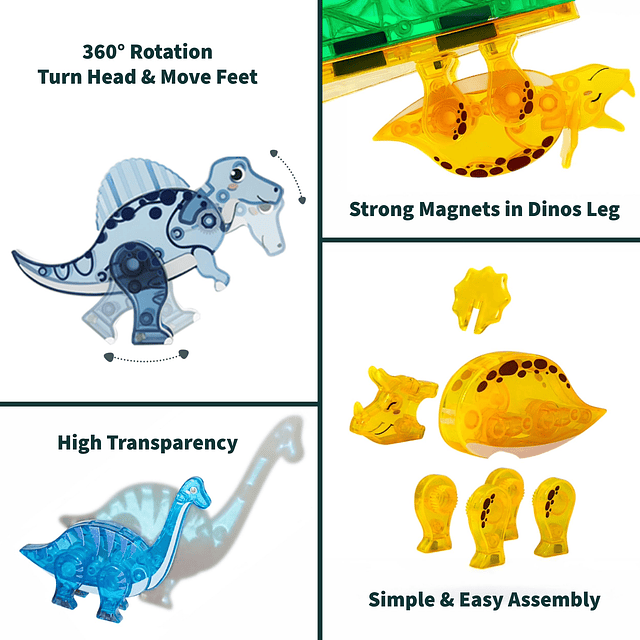 Azulejos magnéticos Dinosaurios Bloques de construcción magn