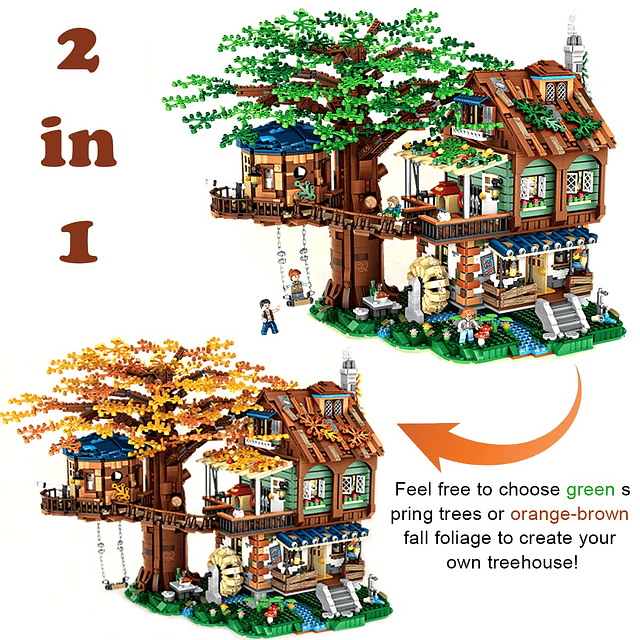 Idea Tree House Bricks Model Set, DIY Forest House Building