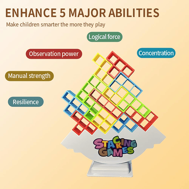 Juego de apilamiento Tetra Balance Tower de 64 Uds., juegos