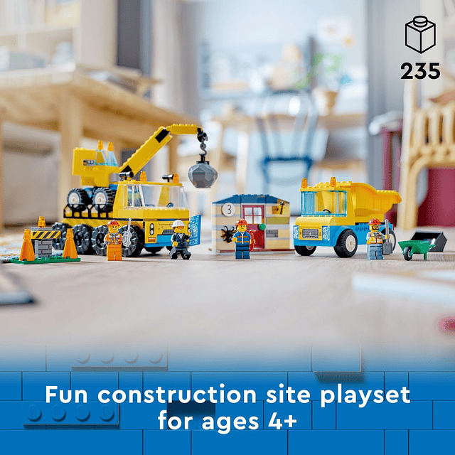 City Construction Trucks and Wrecking Ball Crane 60391 Juego