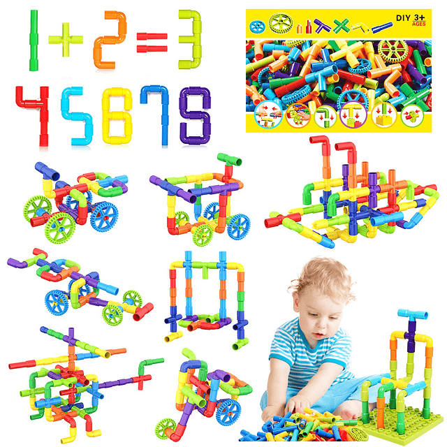 STEM Juego de construcción de tubos de juguete para niños, 1