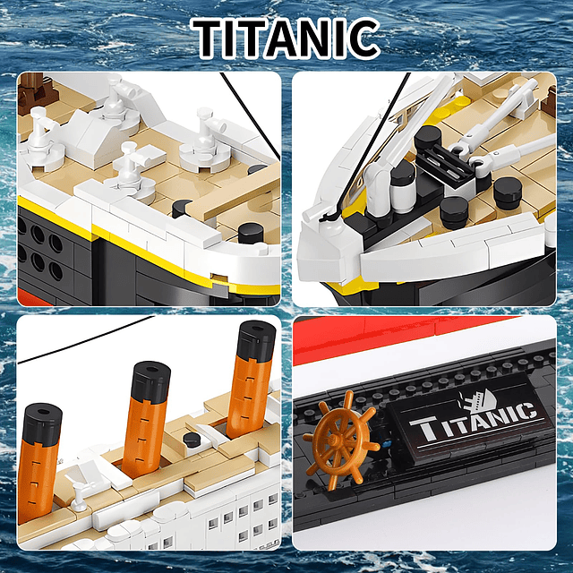 Juego de bloques de construcción modelo Titanic, 1288 piezas